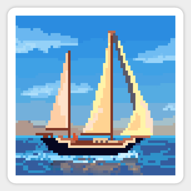 Pixel Boat Sticker by Shellz-art